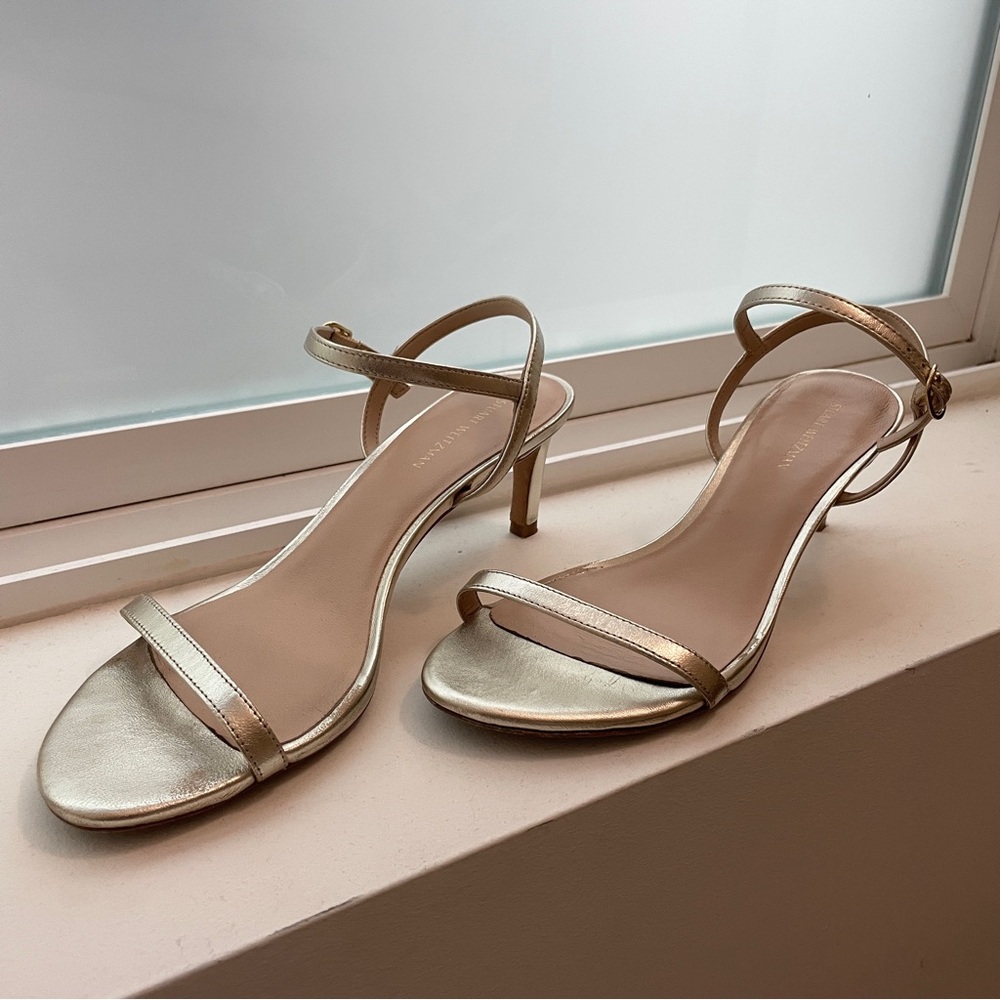 Stuart Weitzman Dancer 60 Sandals | Light Gold | Size 7